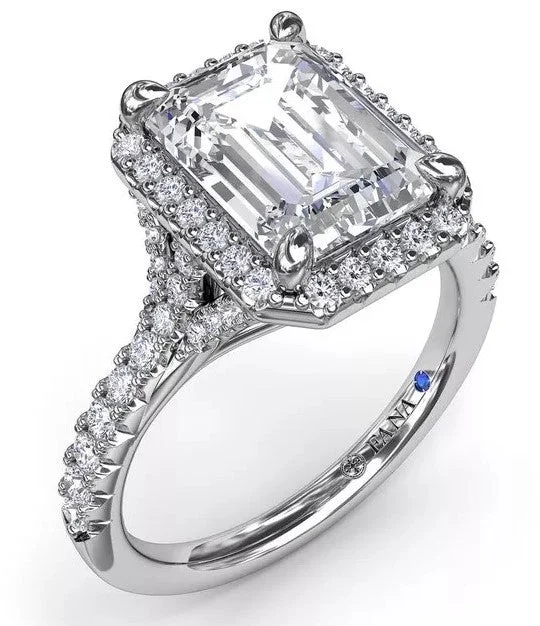 Split Shank Diamond Halo Engagement Ring