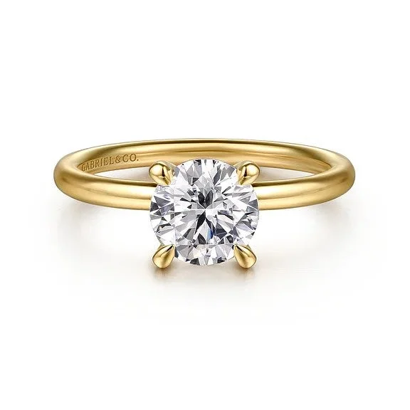 Tiana - 14K Yellow Gold Round Solitaire Diamond Engagement Ring (Setting Only)