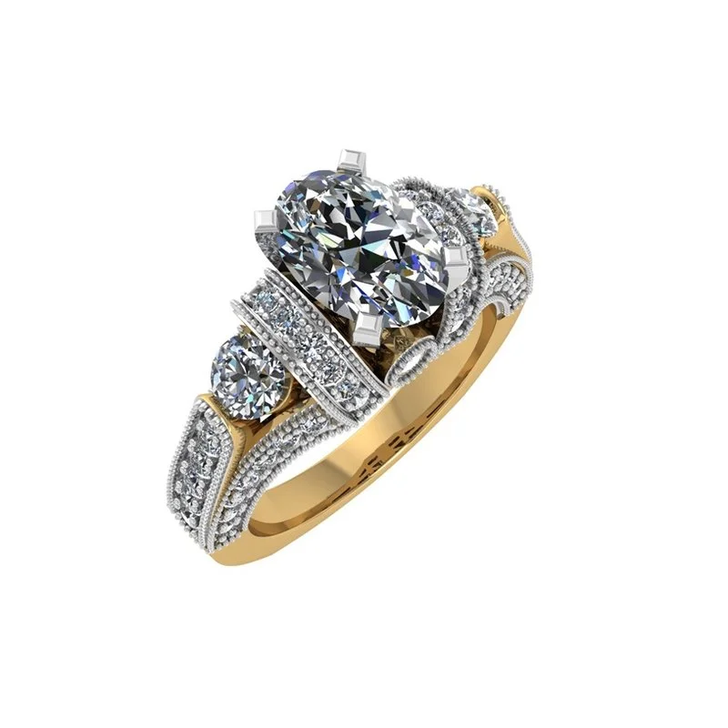 Oval Diamond Two-Tone Semi-Mount Engagement Ring