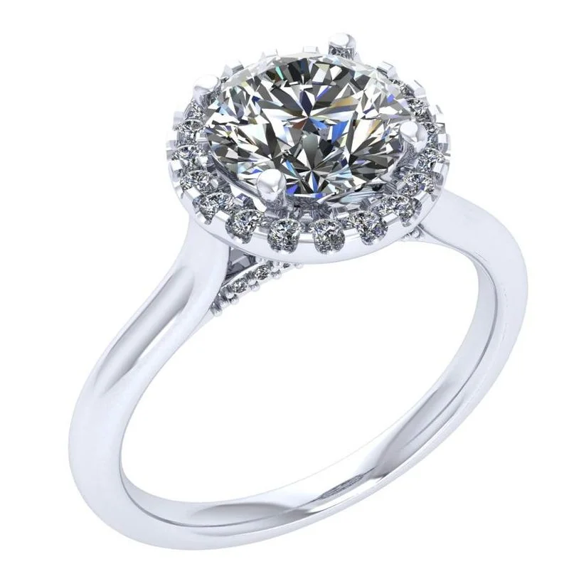 Round Diamond Semi-Mount with Halo Engagement Ring