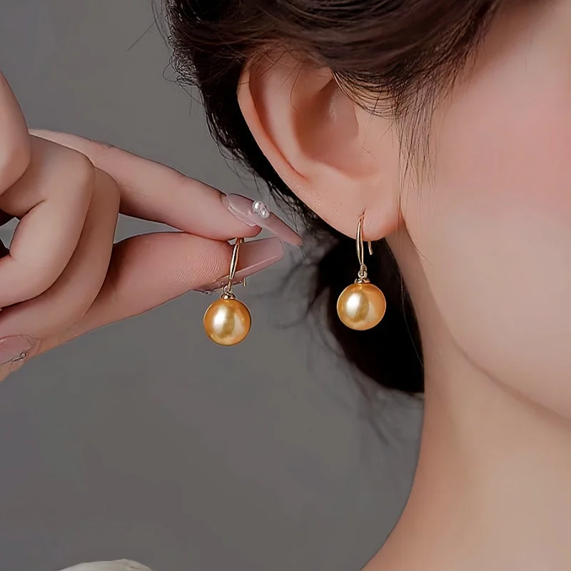 14K Gold-Plated Pearl Pendant Earrings