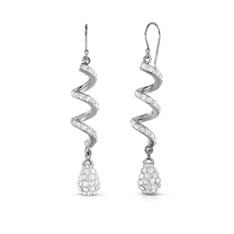 Spiral Crystal Drop Earrings