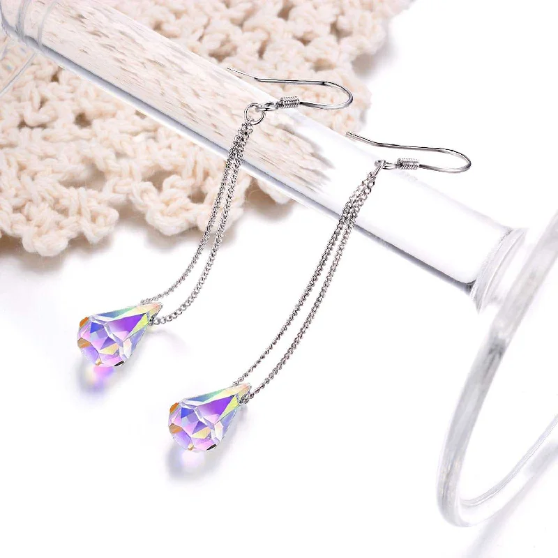 Aurora Borealis Swarovski Crystal Drop Earrings