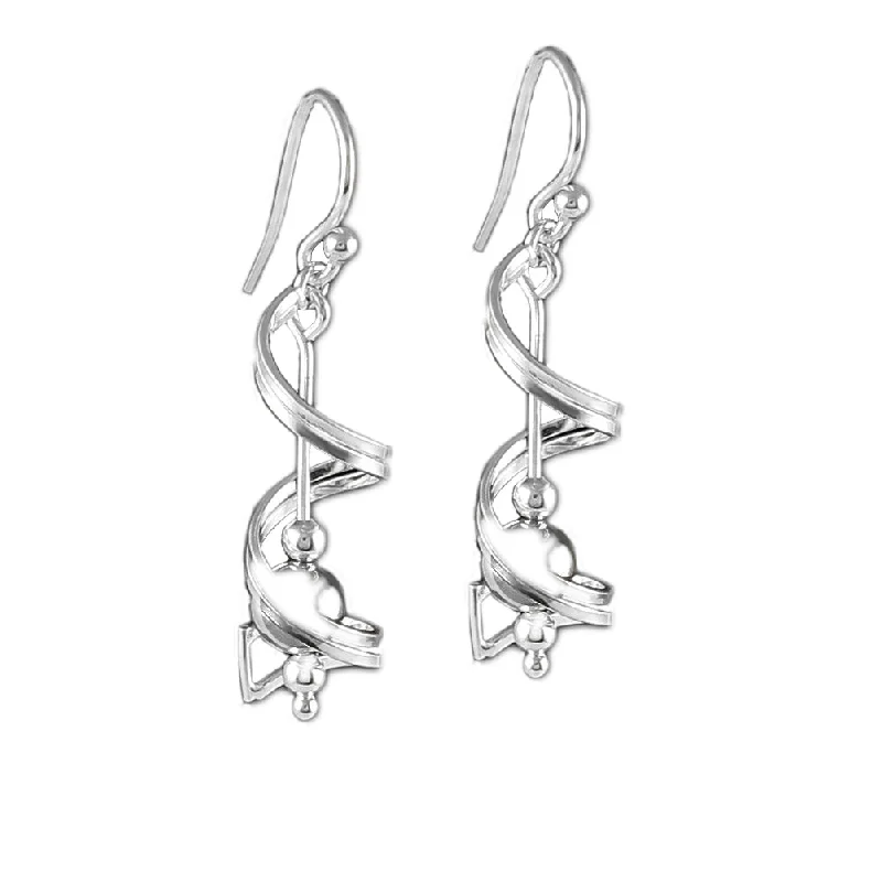 Italian Sterling Silver Spiral Ball Drop Earrings