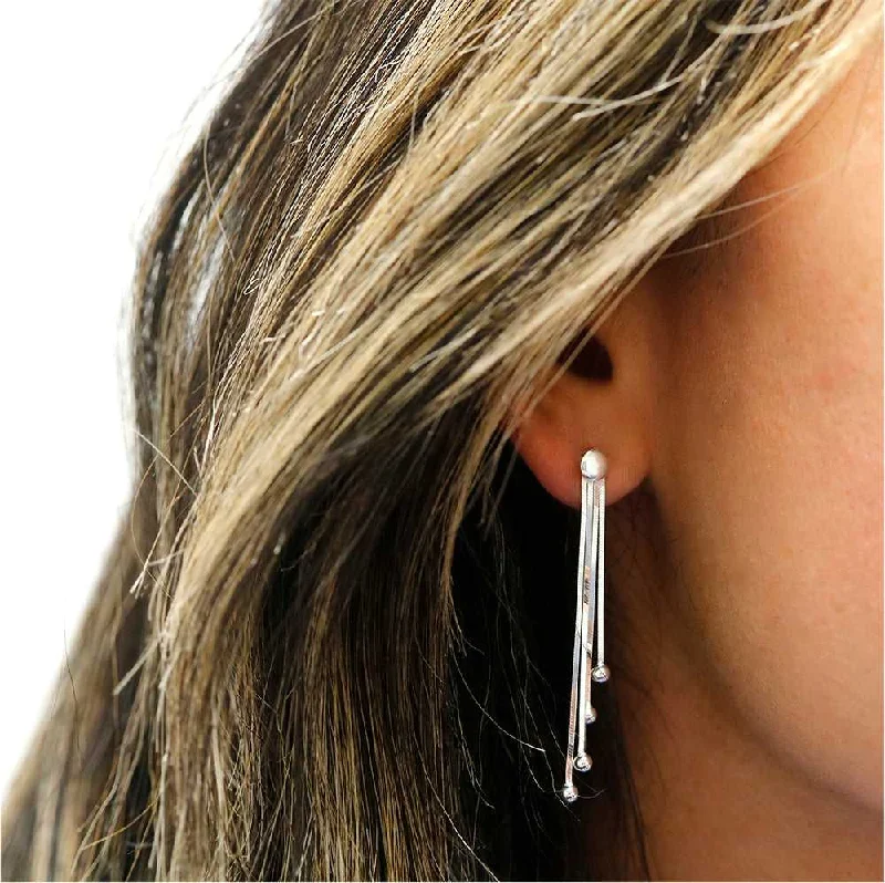 Italian Sterling Silver Asymmetrical Drop Earrings