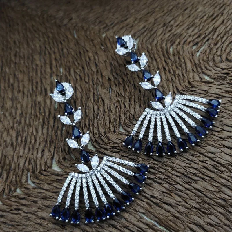 Aamrapali Silver Plated American Diamond  Dangler Earrings