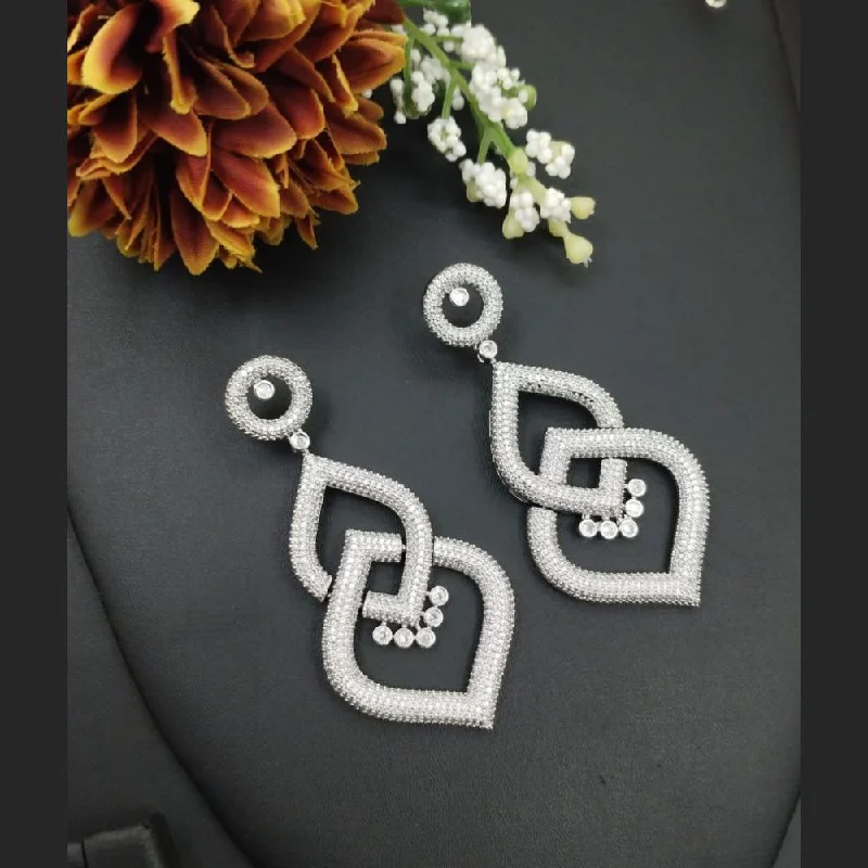 Aamrapali Silver Plated Austrian Stone Dangler Earrings