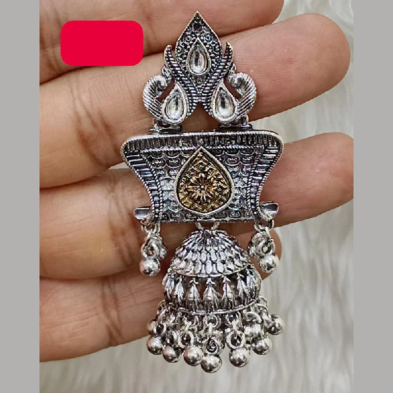 Abhinandan Oxodised Plated Ghungroo Dangler Earrings