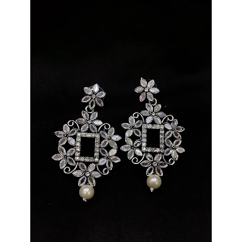 Akruti Collection Oxidised Plated Mirror Dangler Earrings