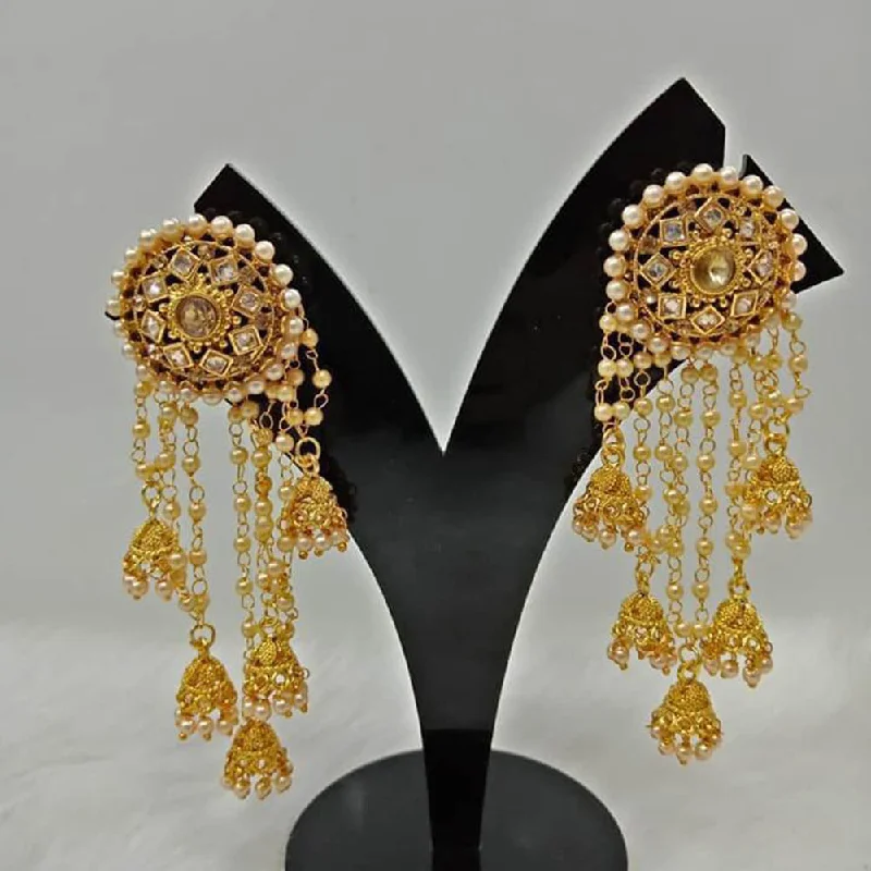 Anjali Jewellery Gold Plated Crystal Stone And Pearl Dangler Earrings