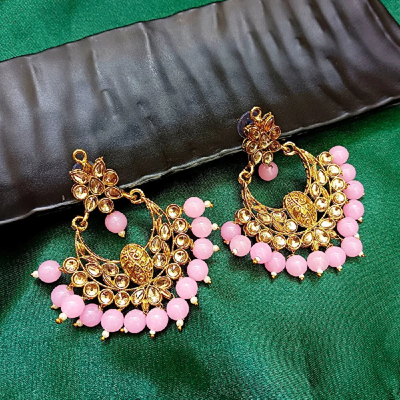 Bhavi Jewels Gold Plated Crystal Stone Dangler Earrings