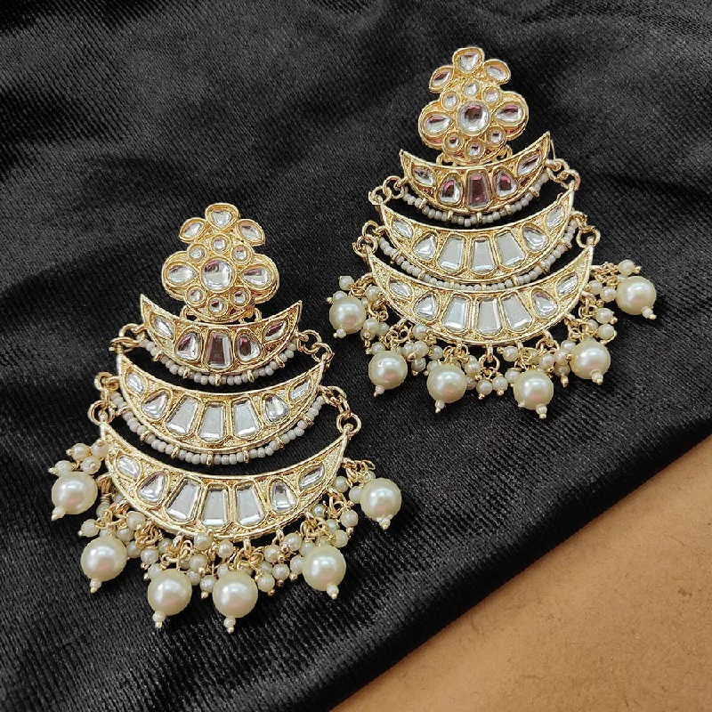 Bhavi Jewels Gold Plated Kundan Stone And Beads Dangler Earrings