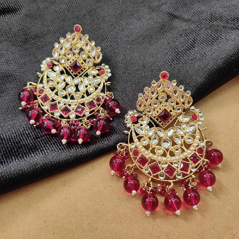 Bhavi Jewels Gold Plated Kundan Stone And Beads Dangler Earrings