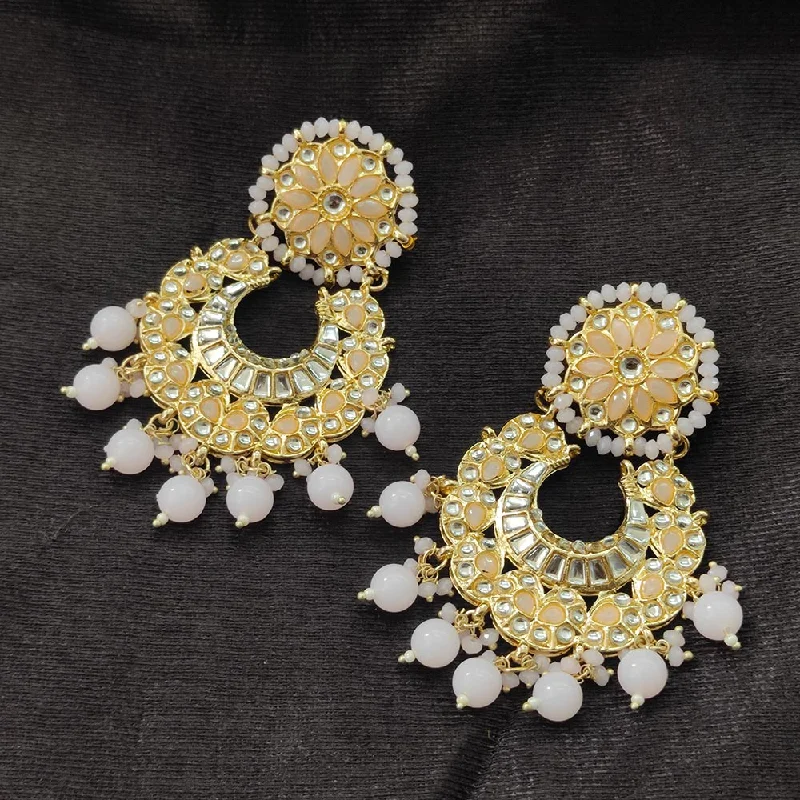 Bhavi Jewels Gold Plated Kundan Stone And Beads Dangler Earrings