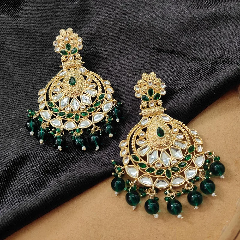 Bhavi Jewels Gold Plated Kundan Stone And Beads Dangler Earrings