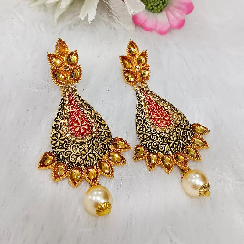 Bhavi Jewels Gold Plated Crystal Stone Dangler Earrings