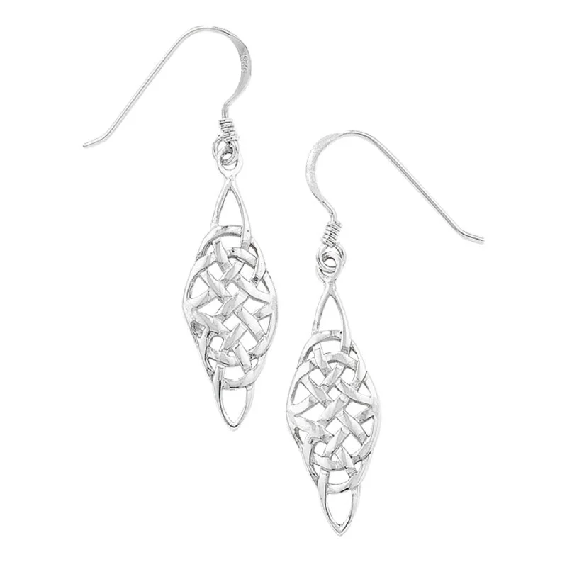 Celtic Style Drop Earrings - Sterling Silver