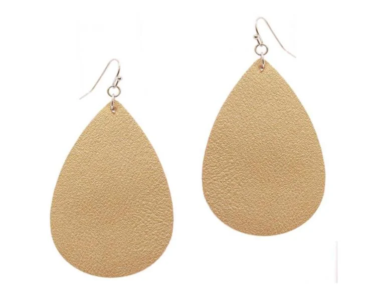 GOLD FAUX LEATHER DROP EARRINGS