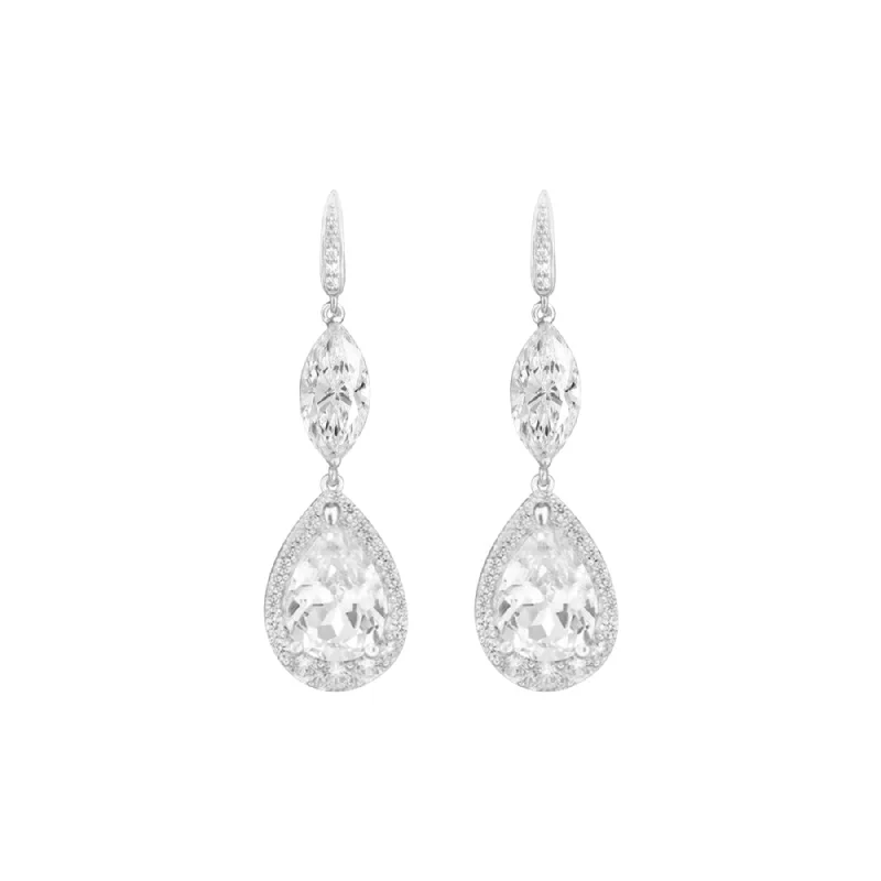 Cubic Zirconia Drop Earrings - Sterling Silver