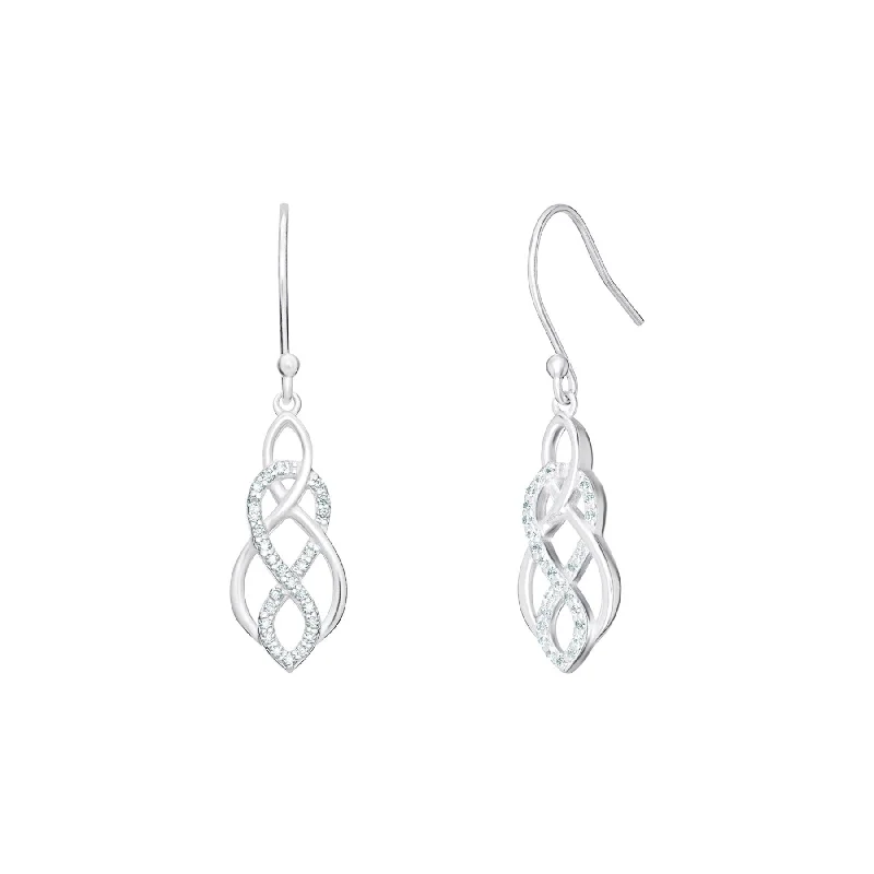 CZ Celtic Style Drop Earrings - Sterling Silver