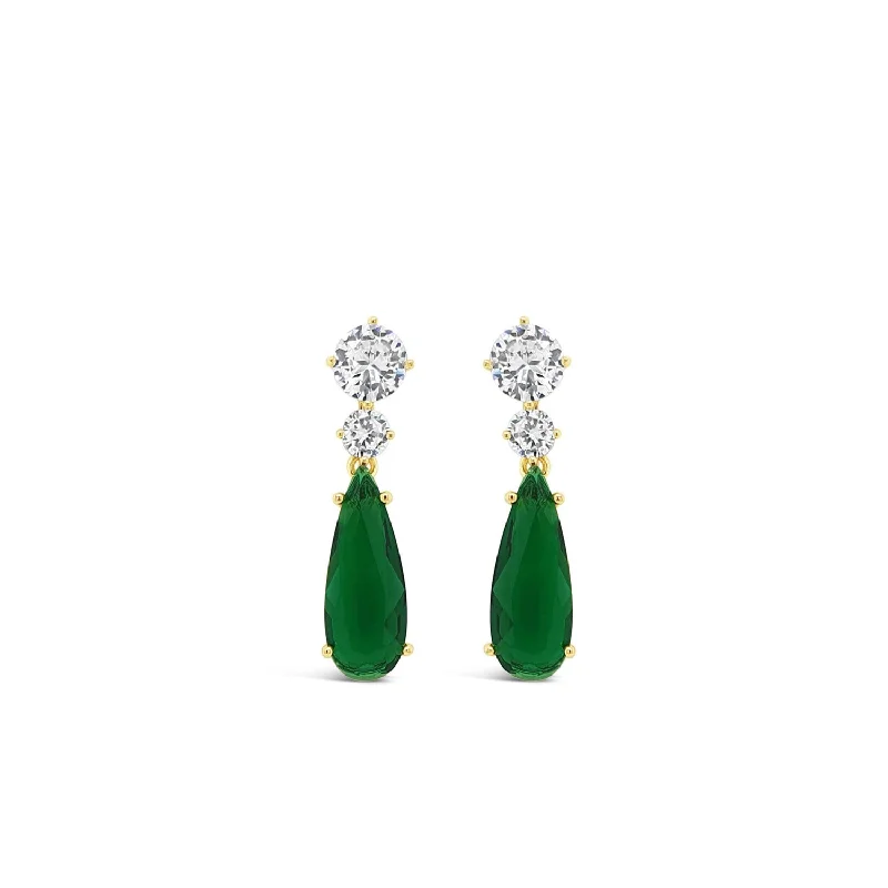 Absolute Emerald Crystal Drop Earrings, Gold