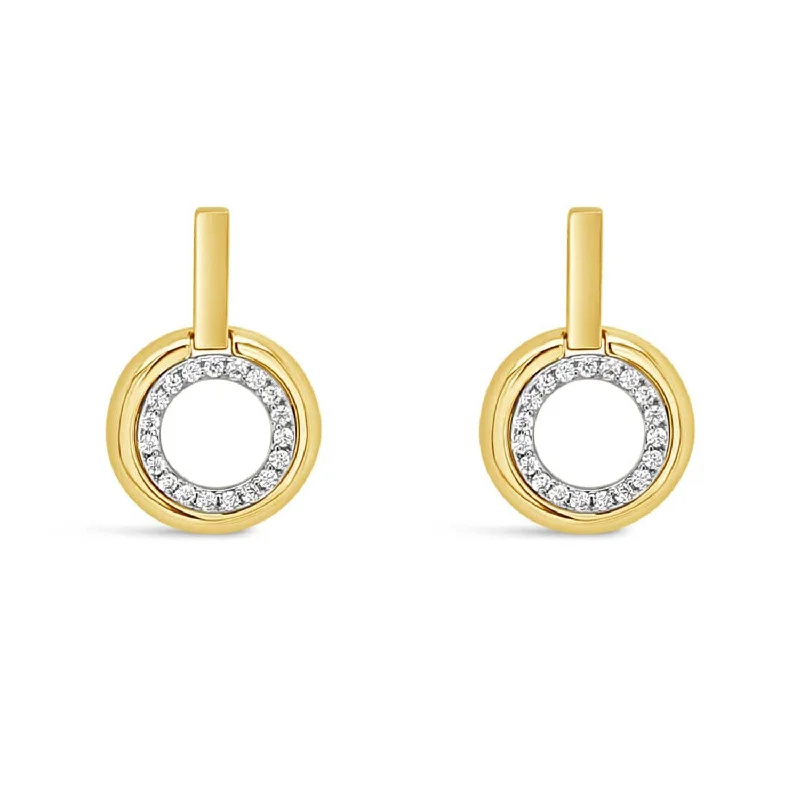 Absolute CZ Circle Drop Earrings, Gold