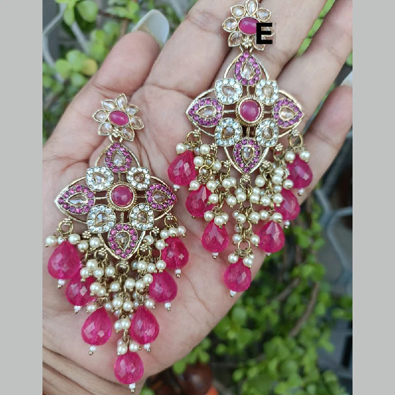 Exotica Collection Gold Plated Crystal And Pearls Dangler Earrings