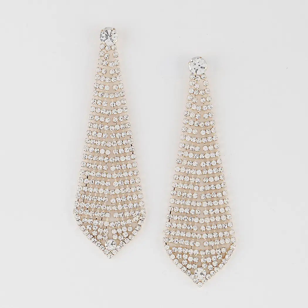 Gold Rhinestones Chandelier Drop Earrings