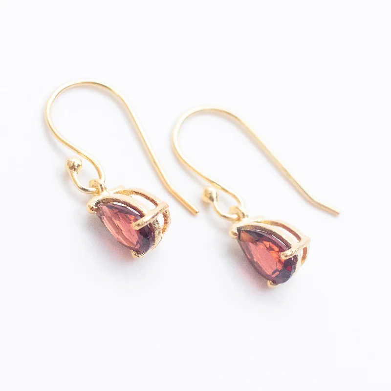 Gold Vermeil Garnet Teardrop Earrings