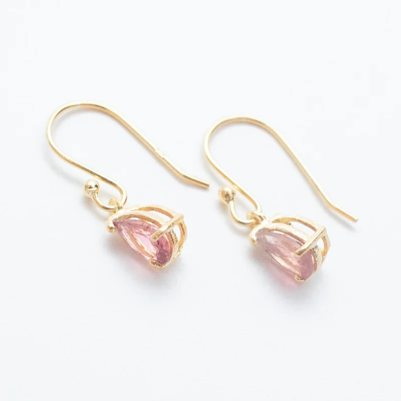 Gold Vermeil Pink Tourmaline Teardrop Earrings