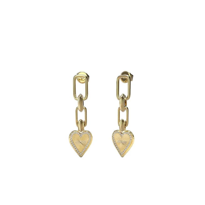 Guess Heart Chain Link Drop Earrings, Gold