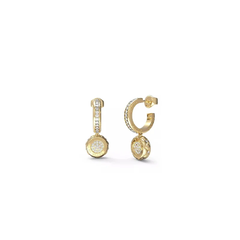 Guess Stylish Crystal Drop Earrings, Gold