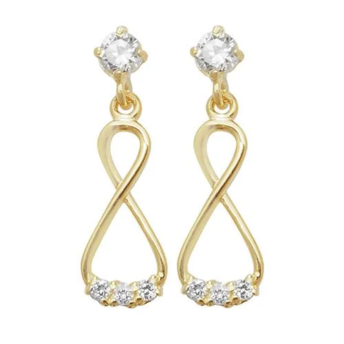 Infinity Cz Drop Earrings - 9ct Yellow Gold