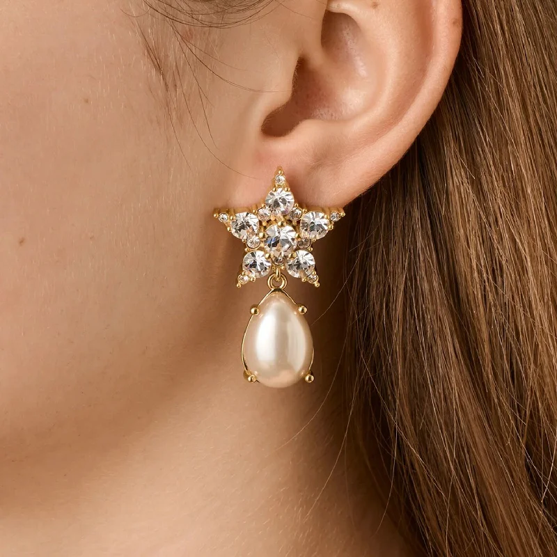 Dyrberg/Kern Hydra Star Pearl Drop Earrings, Gold