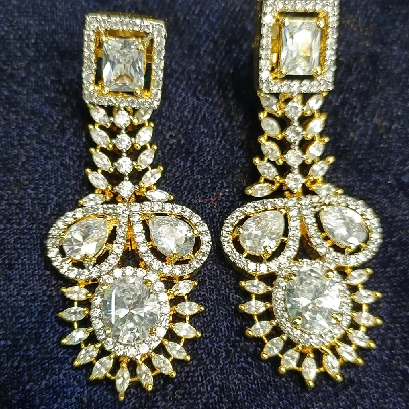 Jain Jewellers Gold Plated Ad Stone Dangler Earrings