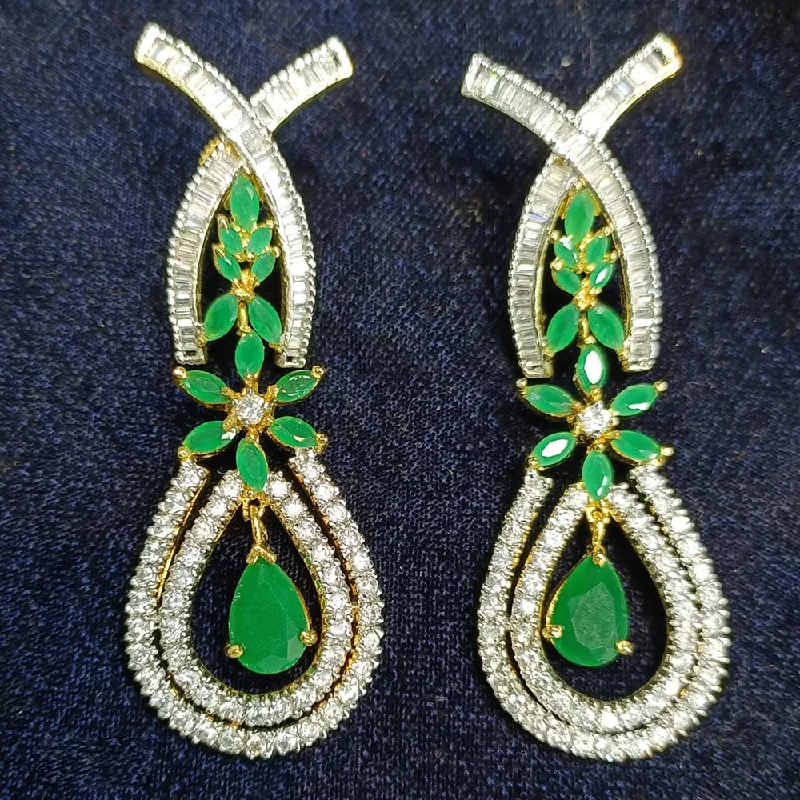 Jain Jewellers Gold Plated Ad Stone Dangler Earrings