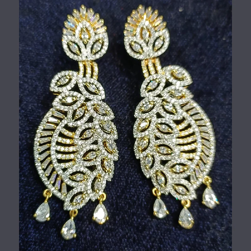 Jain Jewellers Gold Plated Ad Stone Dangler Earrings