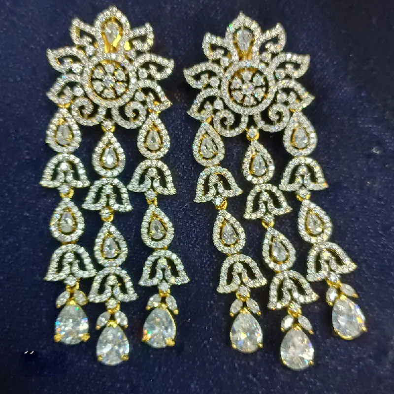 Jain Jewellers Gold Plated Ad Stone Dangler Earrings