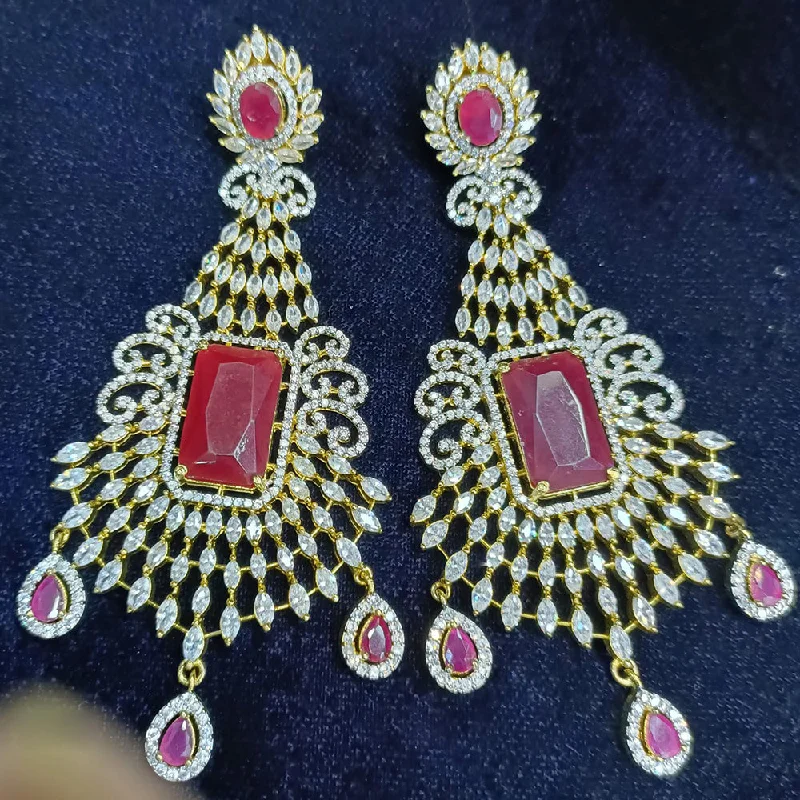 Jain Jewellers Gold Plated Ad Stone Dangler Earrings