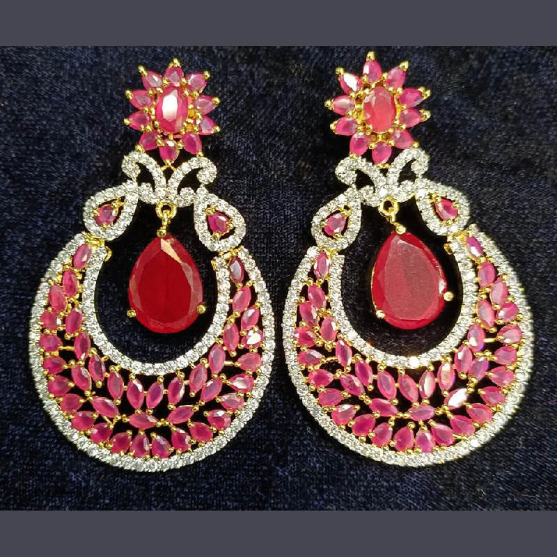 Jain Jewellers Gold Plated Ad Stone Dangler Earrings