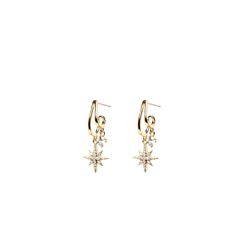 Absolute North Star Pendant Drop Earrings, Gold