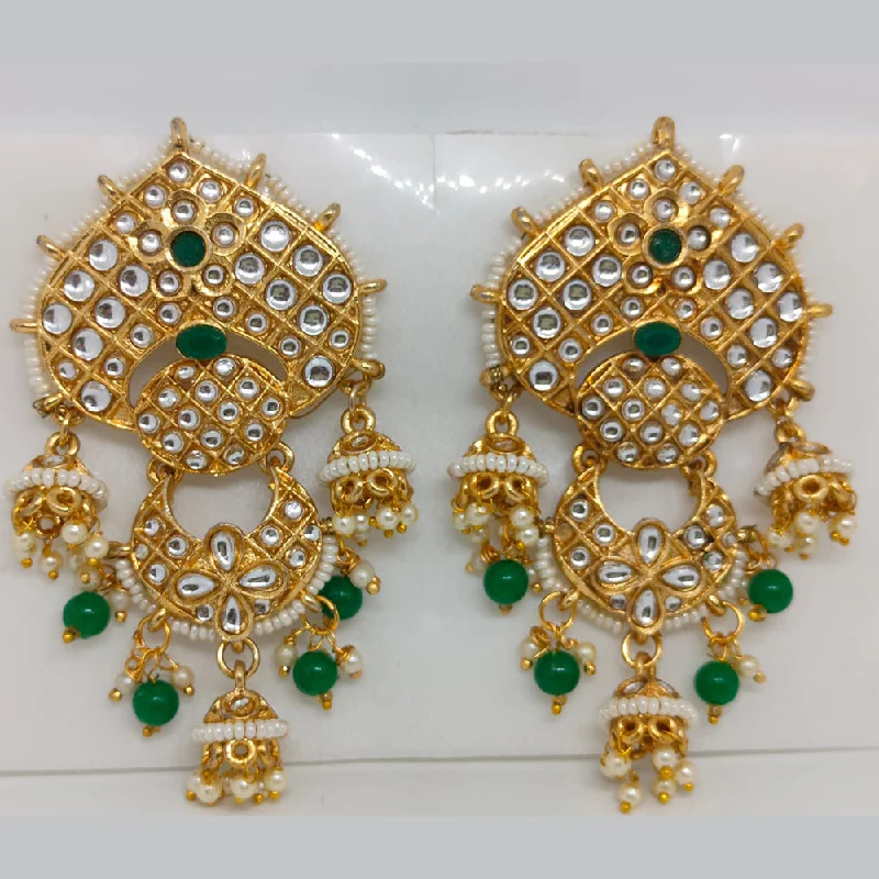 Khushboo Jewellers Gold Plated Kundan Stone And Pearls Dangler Earrings