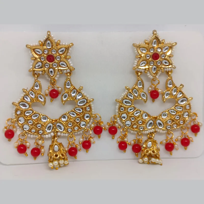 Khushboo Jewellers Gold Plated Kundan Stone And Pearls Dangler Earrings