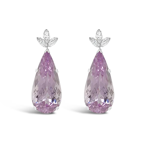 Kunzite & Diamond Drop Earrings