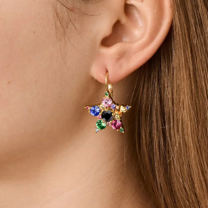 Dyrberg/Kern Libra Star Drop Earrings, Gold Multi