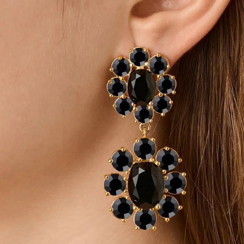 Dyrberg/Kern Lina Drop Earrings, Gold & Black