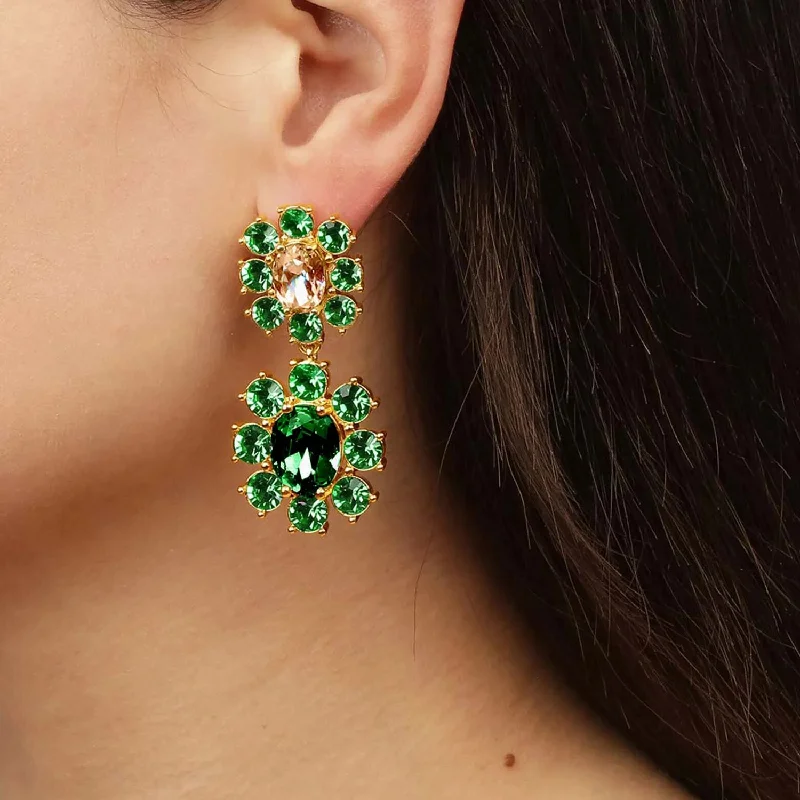 Dyrberg/Kern Lina Drop Earrings, Gold & Emerald Green