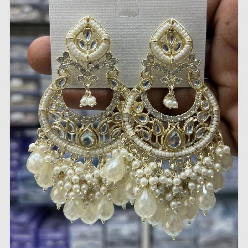 Manisha Jewellery Gold Plated Kundan Stone And Pearls  Dangler Earrings