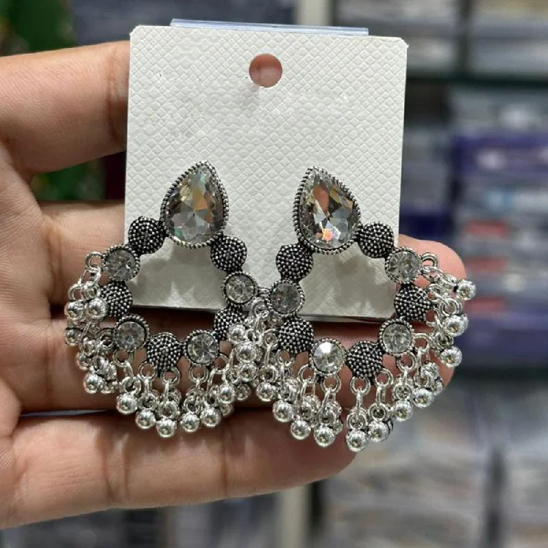 Manisha Jewellery Oxidised Plated Austrian Stone And Ghungroo Dangler Earrings