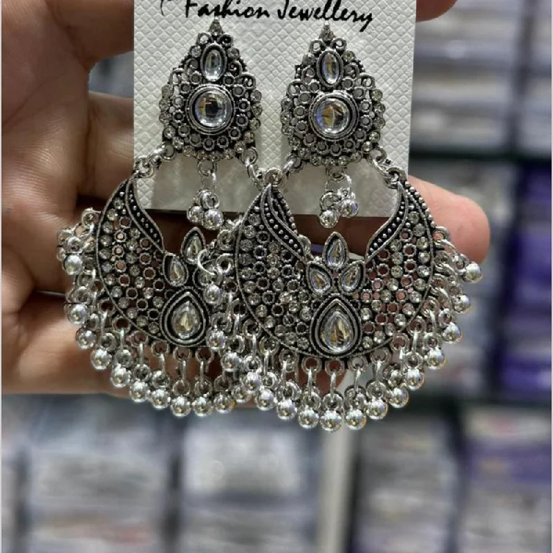 Manisha Jewellery Oxidised Plated Austrian Stone And Ghungroo Dangler Earrings